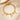 Gold paperclip chain bracelet with letter P charm, round coin charms and bead charms